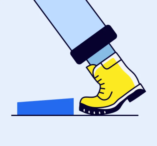 Illustration of a yellow boot tripping over a blue object, symbolizing a personal injury accident.